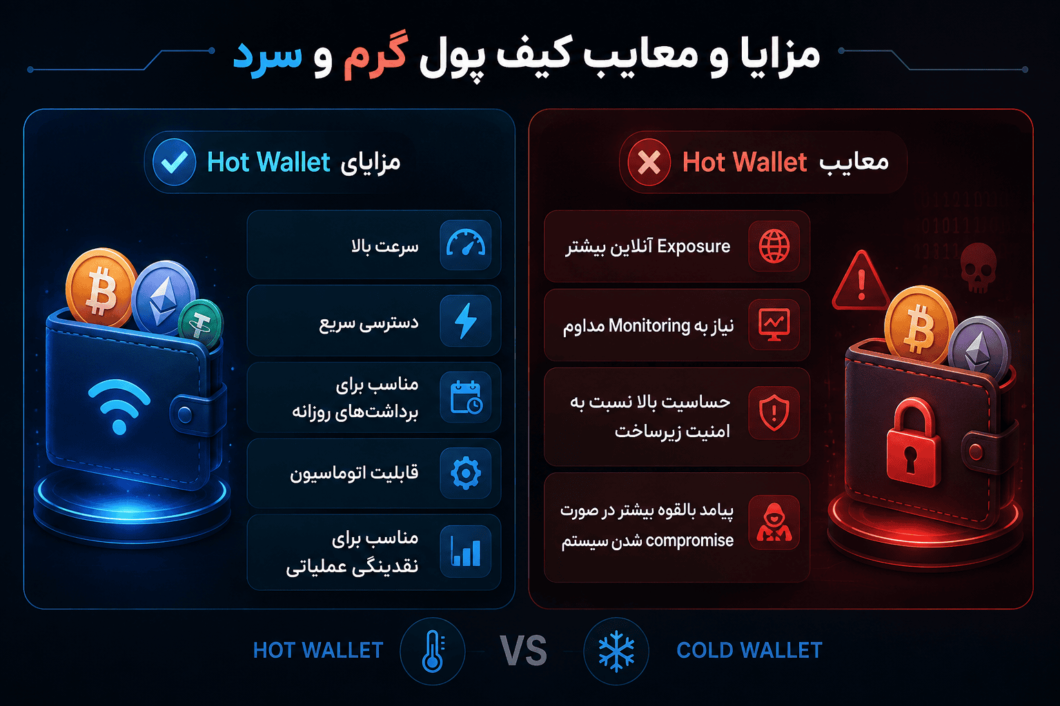 مزایا و معایب کیف پول گرم و سرد