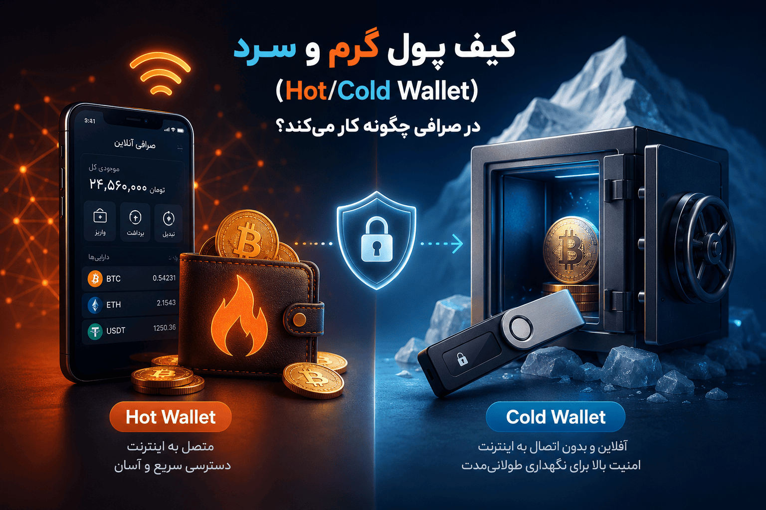 کیف پول گرم و سرد (Hot/Cold Wallet) در صرافی چگونه کار می‌کند؟